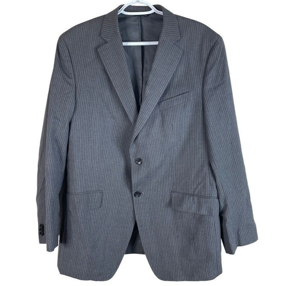 Banana Republic Blazer Mens 42R Grey Pinstripe Wool Modern Fit Sport Coat